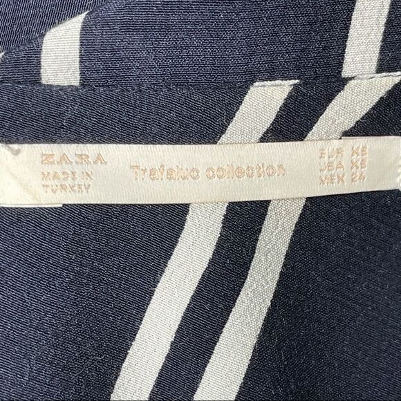 Zara Blue White Navy Striped One Shoulder Night Out Dress Size XS - Picture 3 of 15